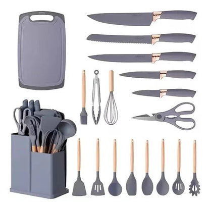 Kit 19 Peças De Utensílios de Cozinha em Silicone  - Resistente ao calor