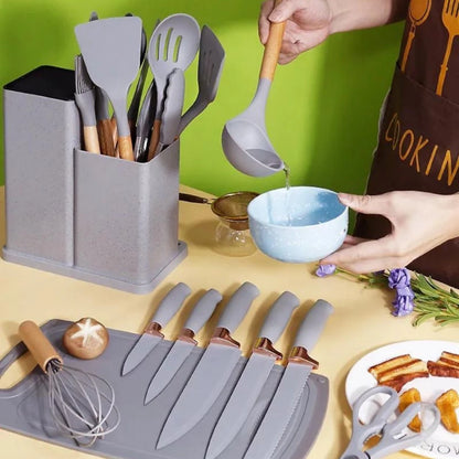 Kit 19 Peças De Utensílios de Cozinha em Silicone  - Resistente ao calor