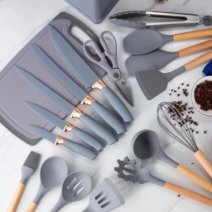 Kit 19 Peças De Utensílios de Cozinha em Silicone  - Resistente ao calor