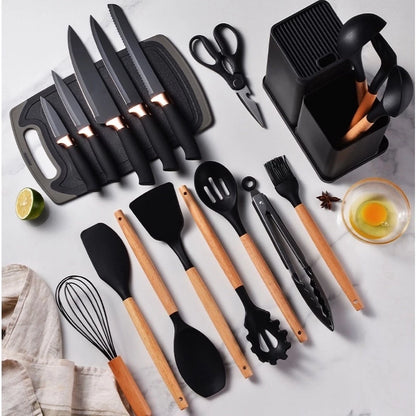 Kit 19 Peças De Utensílios de Cozinha em Silicone  - Resistente ao calor